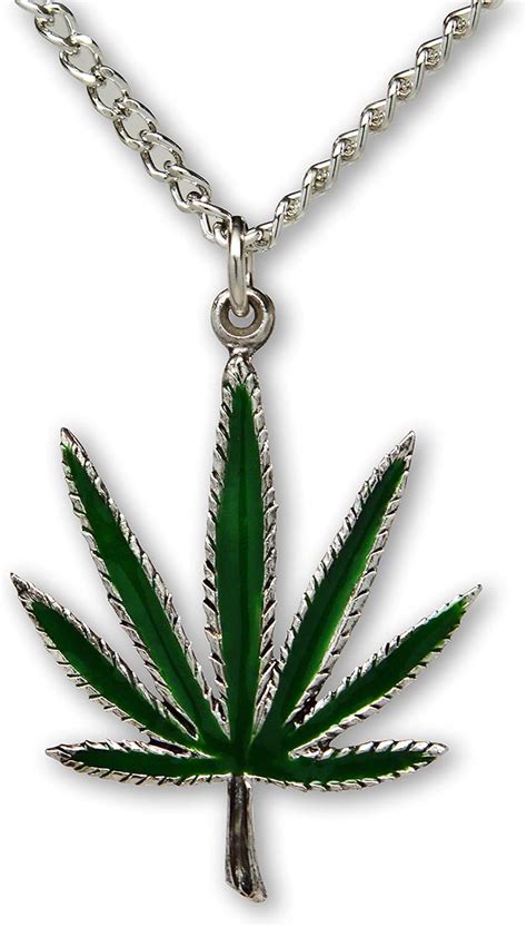 Real Metal Marijuana Weed Pot Leaf Enamel Silver Finish Pewter 